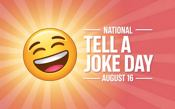 National tell a joke day poster with laughing emoji on orange background