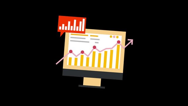 Conversion rate analysis icon animation on black background 