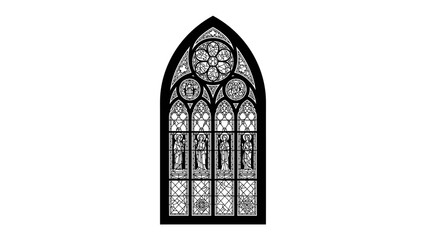 Gothic Rose Window: An ornate Gothic rose window, featuring intricate tracery and stained glass detailing, stands as a symbol of historical architecture and religious artistry. © Murshida