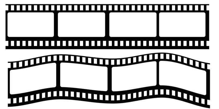 Vintage Filmstrip and Wavy Film Frames Vector Illustration for Movie Cinema and Photography Design