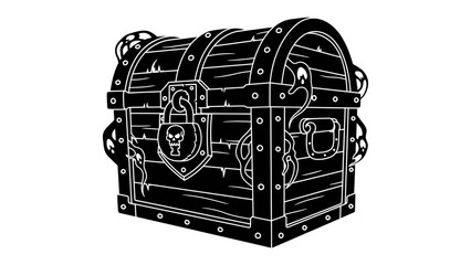 Pirate's Treasure Chest: An old, locked pirate treasure chest adorned with metal bands and a prominent padlock, evoking a sense of mystery and hidden riches. © Murshida