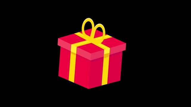 Gift box icon animation isolated on alpha channel background 