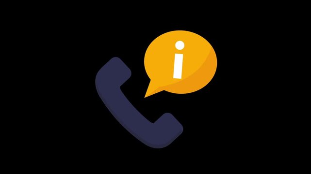 Call for information icon animation isolated on alpha channel background 
