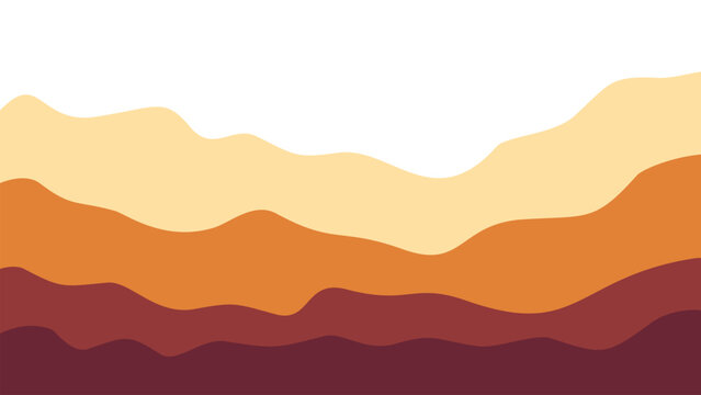 Autumn inspired fluid topography vector background. Smooth undulating layers in pale yellow, ochre, and deep espresso hues. Beautiful warm modern backdrop.
