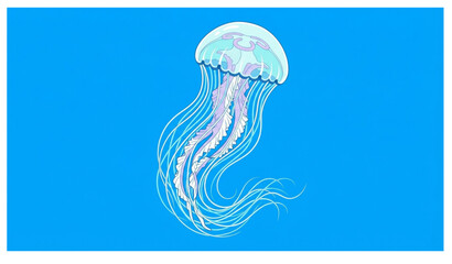 Ocean jellyfish vector illustration with flowing tentacles © MdToufik