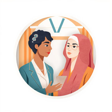 Wellness & Mental Health, Businesswoman, Two Characters Illustration