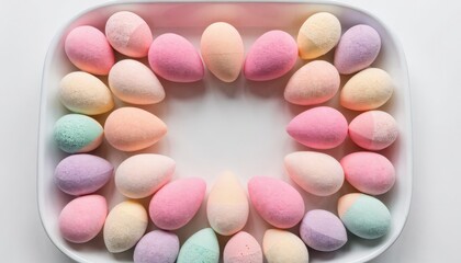 Obraz premium Colorful Makeup Sponges on White Tray