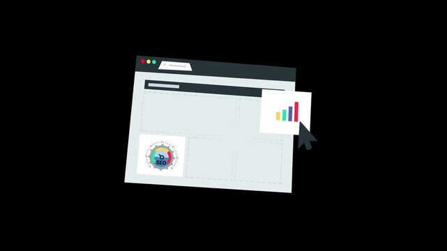 Performance statistics icon animation isolated on alpha channel background 