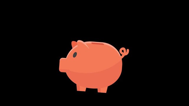 Piggy bank icon animation isolated on alpha channel background 