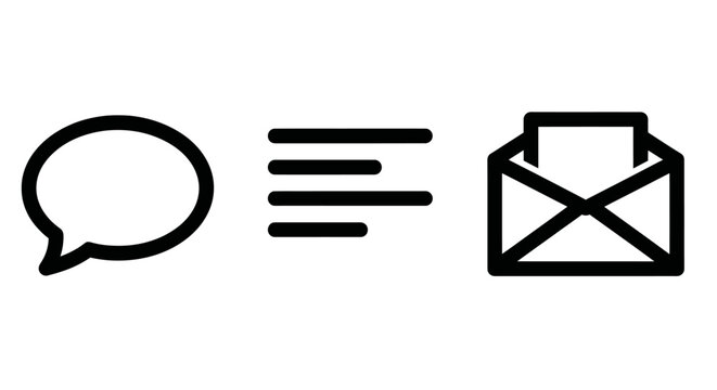 Business communication and messaging system linear icon set with communication messaging envelope dialogue notification business feedback conversation interaction interface correspondence