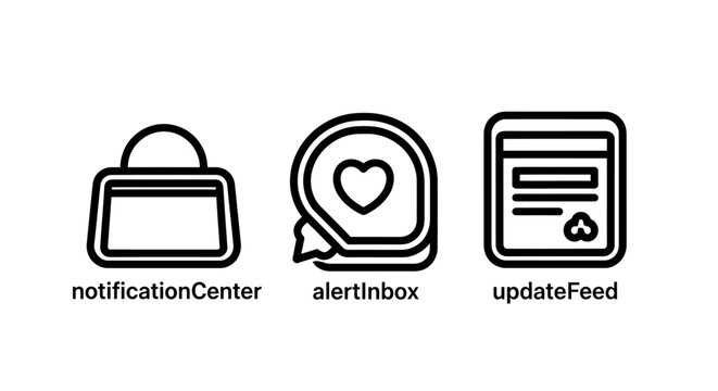 Minimalist digital interface icon set for notification center alert inbox and update feed with notification interface application software communication minimalist navigation technology