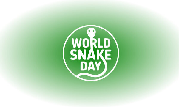 World Snake Day typography banner layout featuring a bold red and black gradient slithering serpent mascot vector graphic illustration.

World Snake Day banner concept featuring a white minimal serpen