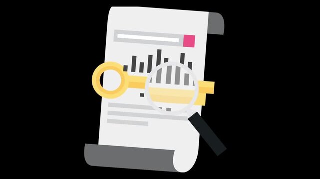 Keyword analysis icon animation isolated on alpha channel background 