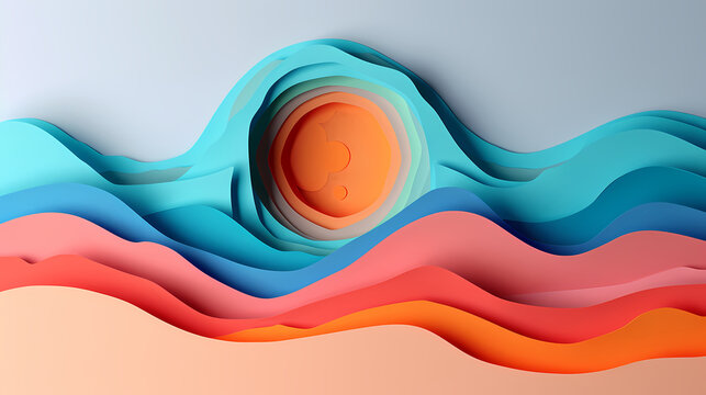 Striking 3D paper cut abstract artwork of layered undulating waves in blue, symbolizing the dynamic transition to digital transformation.