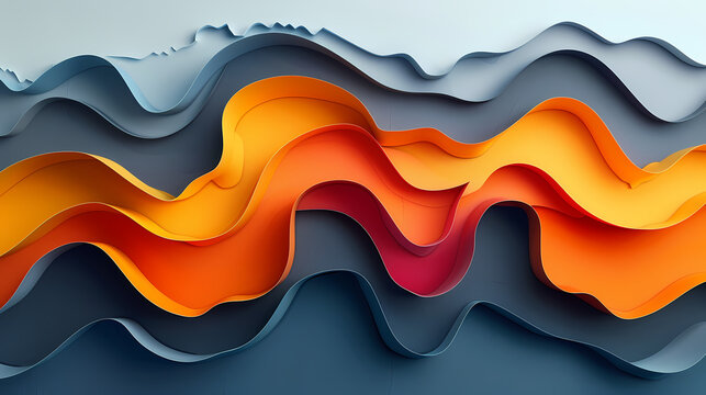 Striking 3D paper cut abstract artwork of layered undulating waves in blue, symbolizing the dynamic transition to digital transformation.