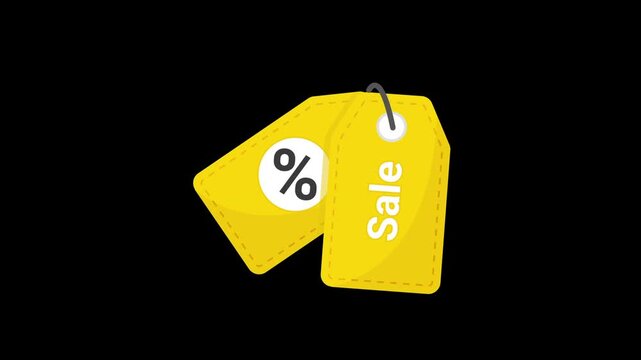 Sale discount tag icon animation isolated on alpha channel background 