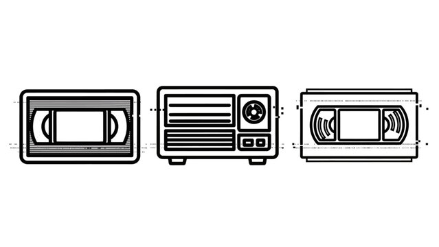 Tape vhs player and recording device linear icons recorder analogue electronics entertainment technology recording broadcast equipment hardware cassette magnetic electronic television