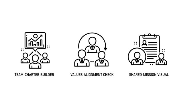 Team management and business alignment concept icons with business management alignment leadership organization collaboration corporate personnel resources planning strategy structure