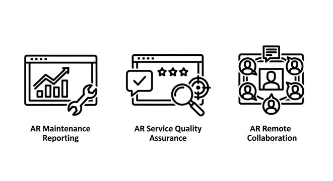 Augmented reality business icons for maintenance reporting service quality assurance remote collaboration with augmented business maintenance reporting assurance collaboration technology