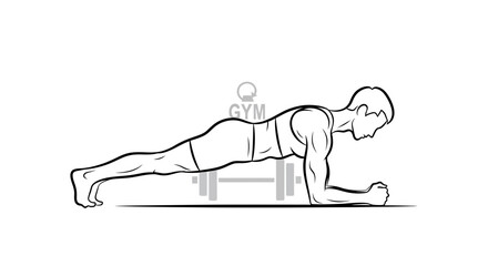 Fototapeta premium Fit person doing a plank exercise on the floor, core strength training, fitness