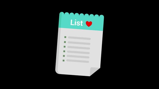 Wishlist icon animation isolated on alpha channel background 