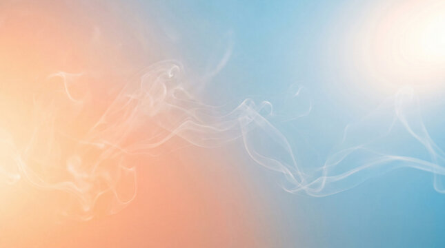 Ethereal Peach to Blue Gradient Mist Background with Soft Clouds