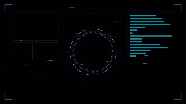 Futuristic circle HUD interface with target pointer and data elements, cyber technology concept 4k video