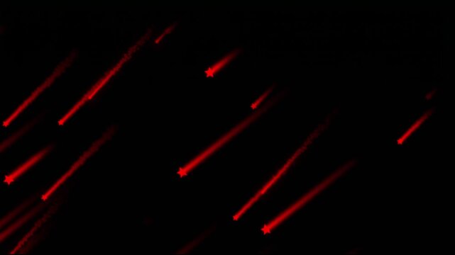 Red Falling Stars and Meteor Shower Streaking Diagonally on Black Background, Sci-Fi Cosmic Overlay Concept for Cinematic Video Editing and Filmmaking VFX, [4K/HD] [Seamless Loop]
