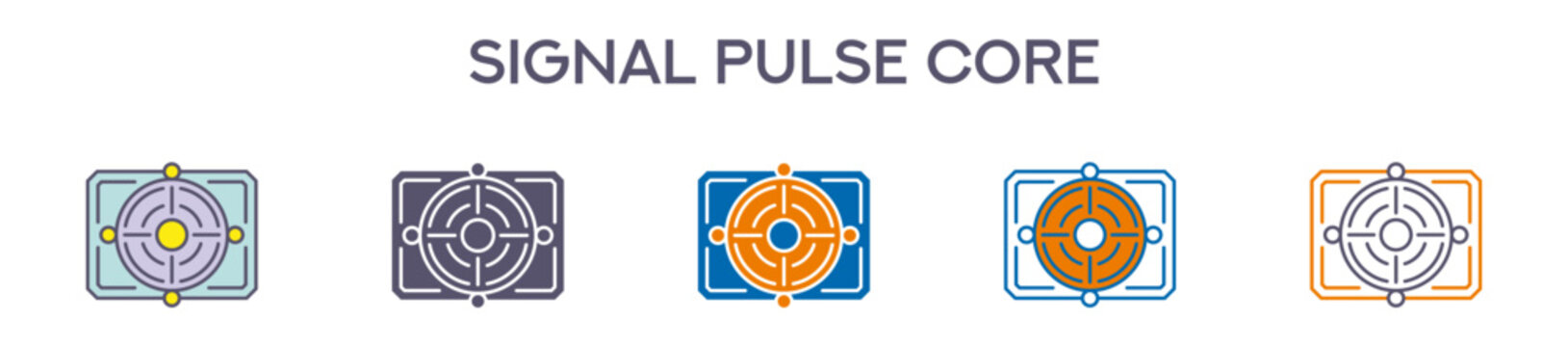 Signal Pulse Core Element For Design Graphic - Multi Styles. Vector Illustration Of Two Colored And Black. Multiple Icons Designs Can Be Used For Mobile, Ui, Web 