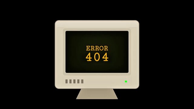 Classic computer monitor with error 404 message and CRT scanline effect