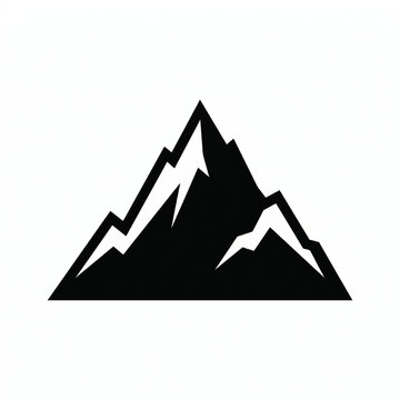 Mountain icon with jagged peaks isolated on a white background for travel posters and outdoor adventure project elements.