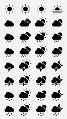 Fototapeta premium Weather icons for forecast applications vector set