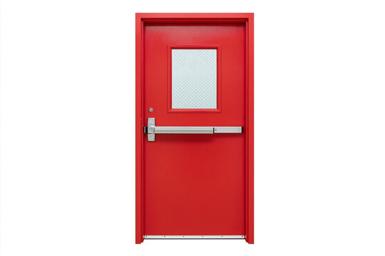 Fire Rated Steel Door Isolated on White Background