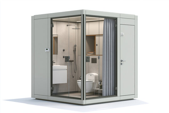 Prefabricated Bathroom Pod Isolated on White Background
