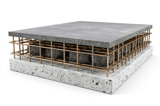 Reinforced Concrete Slab Isolated on White Background