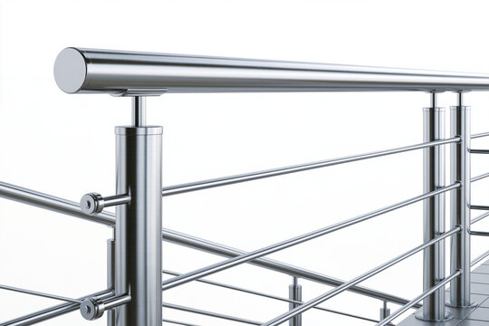 Modern Steel Handrail Isolated on White Background