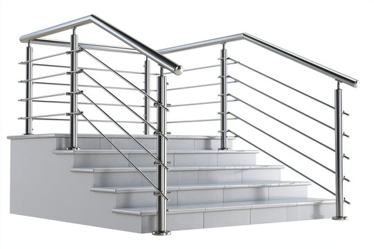 Modern Steel Handrail Isolated on White Background