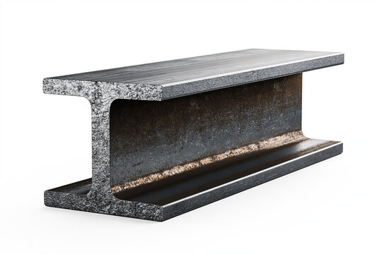 Structural Steel I Beam Isolated on White Background