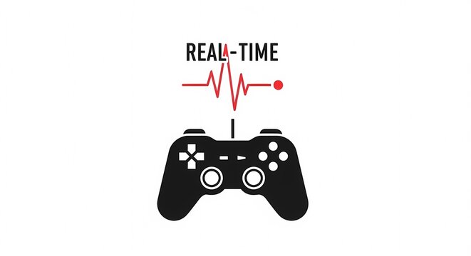 Real-Time Gaming Controller with Heartbeat Pulse Graphic.