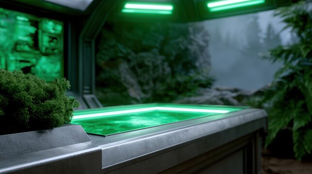 extraterrestrial technology, scientists study recovered alien tech in an underground futuristic lab, with eerie lighting, holographic interfaces, and a cinematic conspiracy atmosphere