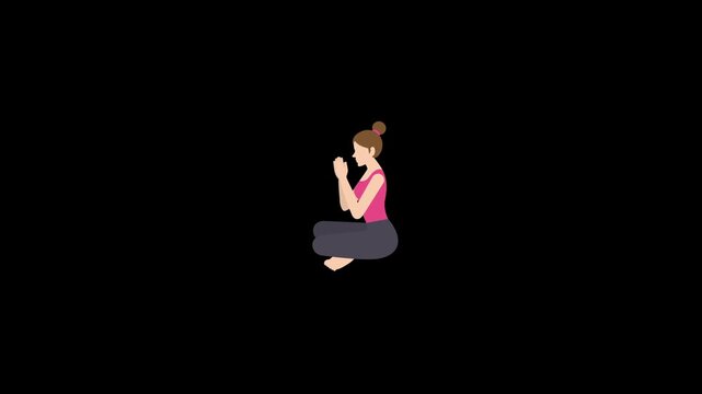 Animated woman doing yoga icon. Perfect for wellness apps, yoga platforms, guided meditation videos, mental health content, or spiritual