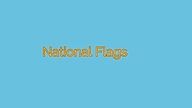 National Flags is written in stylized golden lettering centered on a flat pastel blue colored backdrop.