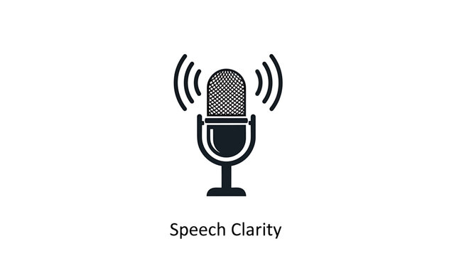 Voice and speech clarity audio enhancement icon with microphone recording communication broadcast amplification clarification speaking equipment technology interface acoustic interview