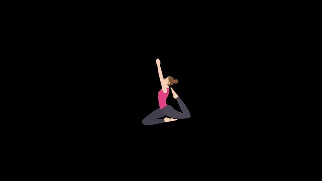 Animated woman doing yoga icon. Perfect for wellness apps, yoga platforms, guided meditation videos, mental health content, or spiritual