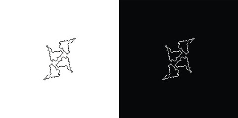 Black and white of a lightning bolt striking downward black background, white lightning bolt digital abstract symbol © MdSelim