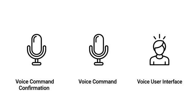 Set of voice command and user interface icons for modern technology with voice activated interface microphone recognition automation interactive communication technology assistant application