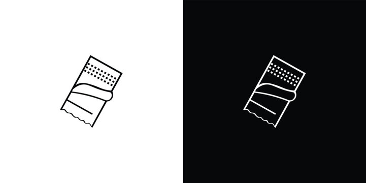 Black and white of a stylized paper airplane with a checkered pattern geometric minimalist monochrome