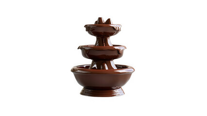 Fototapeta premium Chocolate fountain with flowing brown chocolate on transparent background