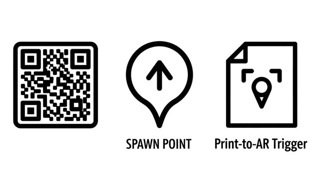 Augmented reality and digital mapping location icons set with augmented location scanning navigation experience technology interface environment geolocation application interaction tracking