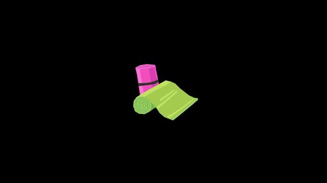 Yoga mats icon animation isolated on alpha channel background 